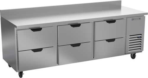 Beverage Air WTRD93AHC-6 Worktop Refrigerator Three Section 93 Inch Stainless Steel with Six Drawers