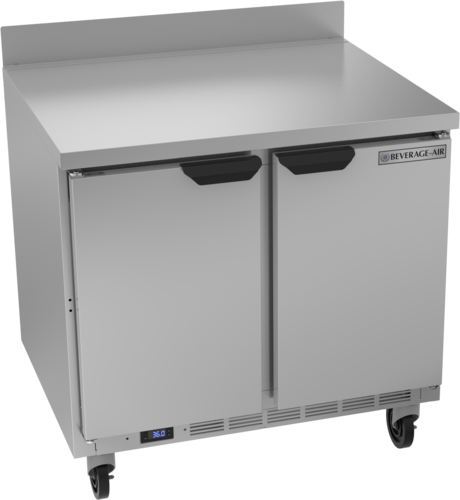 Beverage Air WTR36AHC Worktop Refrigerator Two Section 36 Inch 85 Cu Ft Solid Doors Stainless Steel Front