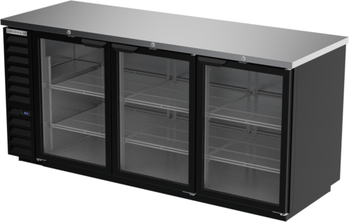 Beverage Air BB78HC-1-FG-B Refrigerated Back Bar Storage Cabinet 79 Inch Three Section with Glass Doors and LED Lighting