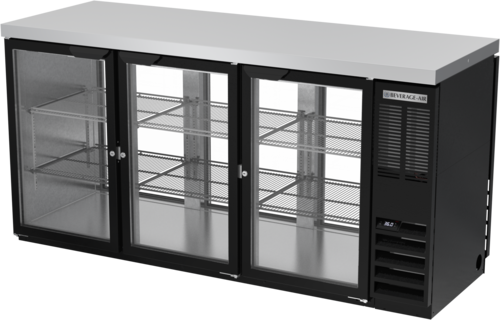 Beverage Air BB72HC1GPTB27 Refrigerated Back Bar Pass-Thru Storage Cabinet 72 Inch Three Section 22 Cu Ft Capacity