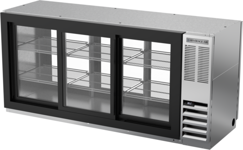 Beverage Air BB72HC-1-GS-F-PT-S Refrigerated Open Food Rated Back Bar Pass-Thru Storage Cabinet 72 Inch 22 Cu Ft