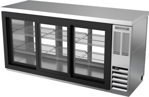 Beverage Air BB72HC1GSFPT27 Refrigerated Open Food Rated Back Bar Pass-Thru Storage Cabinet 72 Inch 22 Cu Ft