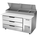 Beverage Air DPD60HC-3 Pizza Top Refrigerated Counter 60 inch One Section 17.8 cu ft Stainless Steel Drawers