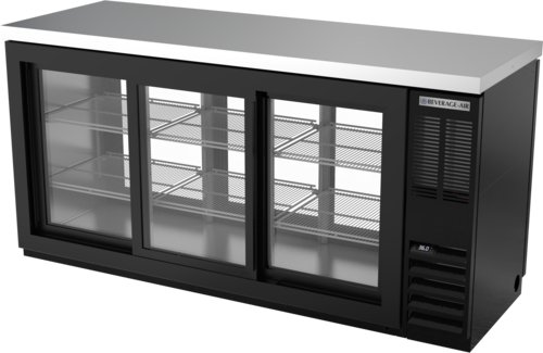 Beverage Air BB72HC1GSFPTB27 Refrigerated Open Food Rated Back Bar Pass-Thru Storage Cabinet 72 inch 22 cu ft
