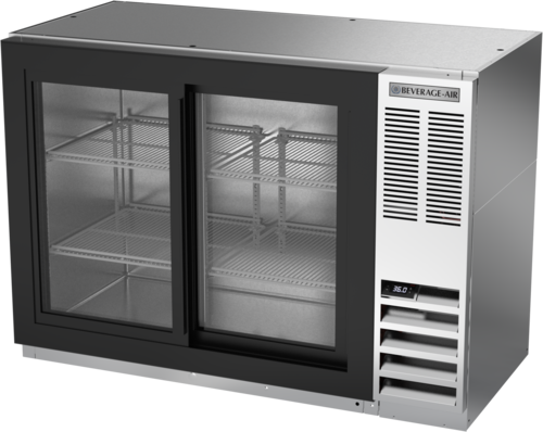 Beverage Air BB48HC1FGS Refrigerated Back Bar Storage Cabinet 48 inch Two Section with Glass Doors and LED Lighting