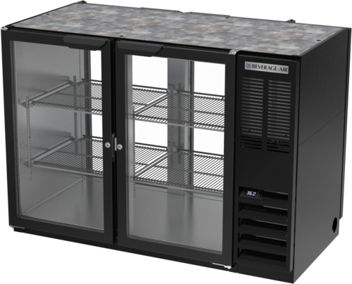 Beverage Air BB48HC1GPTB Refrigerated Pass-Thru Back Bar Refrigerator 48W Two-Section 136 Cu Ft Capacity