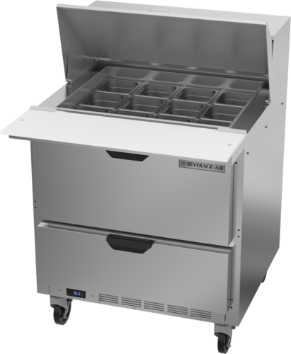 Beverage Air SPED32HC-12M-2 Mega Top Refrigerated Counter 32 inch One Section 8 cu ft Stainless Steel