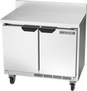 Beverage Air WTR34HC-FIP Worktop Refrigerator Two Section 34 Inch 5.96 Cu Ft Stainless Steel Made in USA