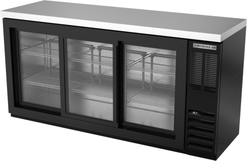 Beverage Air BB72HC-1-GS-B-27 Refrigerated Back Bar Storage Cabinet 72 inch Three Section with Glass Doors