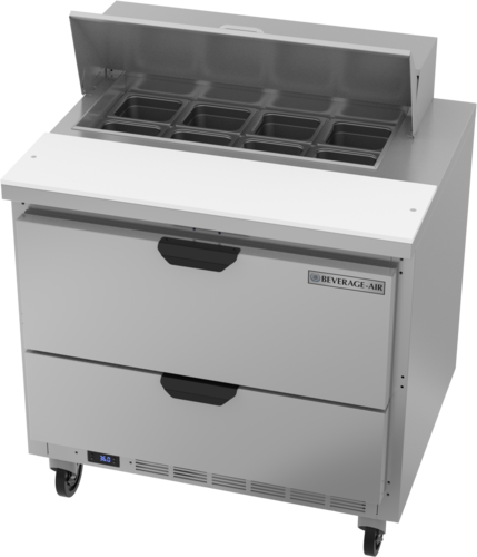 Beverage Air SPED36HC-08-2 Sandwich Top Refrigerated Counter 36 inch One Section 10 cu ft Stainless Steel