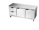 Beverage Air WTRD72AHC2FLT Worktop Refrigerator Three Section 72 Inch Stainless Steel with Drawers and Doors