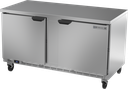 Beverage Air WTR60AHC-FLT Worktop Refrigerator Two Section 60 Inch 14.75 cu ft Solid Doors Stainless Steel