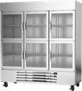 Beverage Air HBR72HC-1-HG Horizon Series Refrigerator Three Section 70.19 cu ft Capacity with Glass Doors and Shelves
