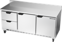 Beverage Air WTRD72AHC-2-FIP Worktop Refrigerator Three Section 72 Inch Stainless Steel with Drawers and Doors