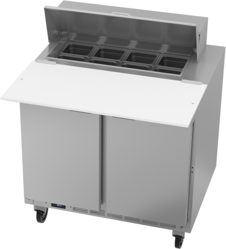 Beverage Air SPE36HC-08C Sandwich Top Refrigerated Counter 36 inch Two Section Stainless Steel 10 cu ft