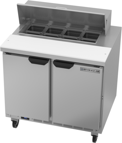 Beverage Air SPE36HC-08 Sandwich Top Refrigerated Counter 36 Inch Two Section Stainless Steel 10 Cu Ft