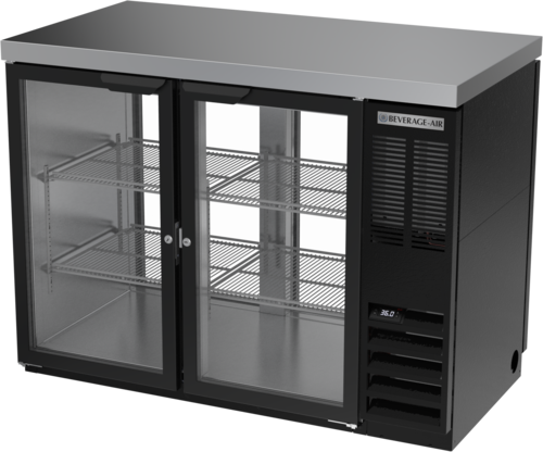Beverage Air BB48HC-1-G-PT-B-27 Refrigerated Pass-Thru Back Bar Refrigerator 48 inch Two Section 13.6 cu ft Capacity