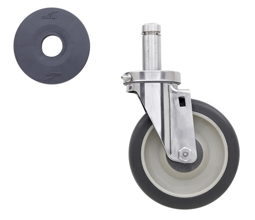 Metro 5MPGSA 5" Polyurethane Cart-Washable Swivel Stem Caster for Super Erecta Industrial Wire Shelving Racks