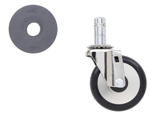 Metro 4LD 4" Resilient Rubber Swivel Stem Caster for Super Erecta Industrial Wire Shelving Racks