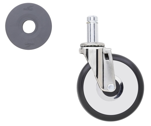 Metro 5LD 5" Resilient Rubber Swivel Stem Caster for Super Erecta Industrial Wire Shelving Racks
