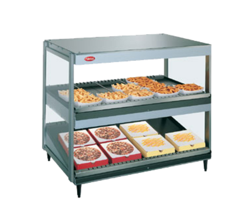 Hatco GRSDS/H-41DHW Glo-Ray Merchandising Warmer Countertop with 16 Rods Pass Thru Design and 2 Shelves