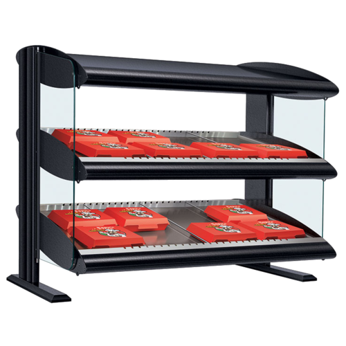 Hatco HXMS-54D Slant Heated Merchandiser LED Lighting Warmer 54 Inch Countertop Dual Shelf Infrared Heat