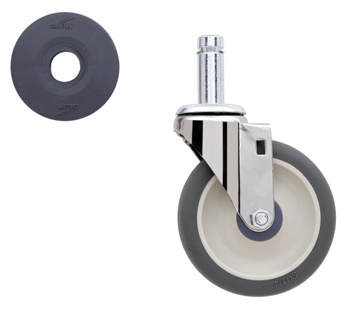 Metro 5MP 5" Polyurethane Swivel Stem Caster for Super Erecta Industrial Wire Shelving Racks
