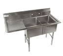 Economy Stainless 2 compartment 16x20 Sink w 18"Drain Board Left