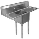 Economy Stainless 1 Well 24x24 Sink w (2) 24" Drain Boards