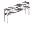 2 Tier Over Shelf for 4 Bay Hot or Cold Table 12"W x 62"L