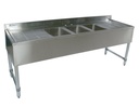 3 Compartment Econo Stainless 72" Bar Sink 2 18" DB & FREE Fauce