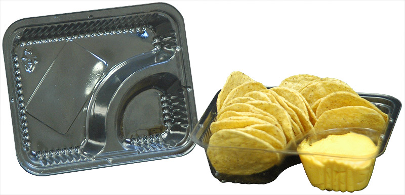 Winco 53021 Benchmark Nacho Serving Trays 5x6 Vacuum Formed 2 Compartments 30 Chips 3oz Cheese Pack of 500
