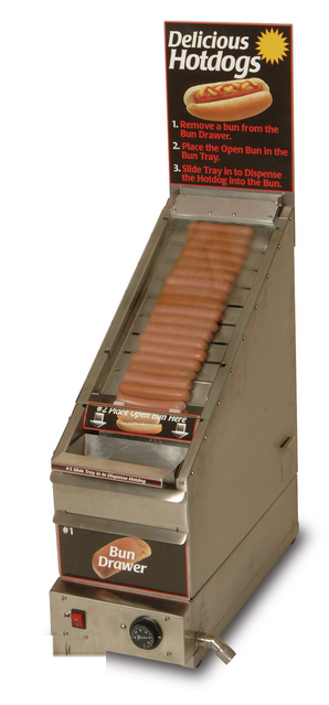 Winco 60024 Benchmark Doghouse Hot Dog Cooker Dispenser 24 Capacity Stainless Steel Adjustable Thermostat