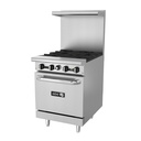 Commercial 4 Burner 24" Gas Range with Oven Asber USA AER-4-24