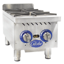 Globe Food Equipment Co. GHP12G Hotplate Gas Countertop 2 Burners 22000 BTU Cast Iron Grates Adjustable Pilots