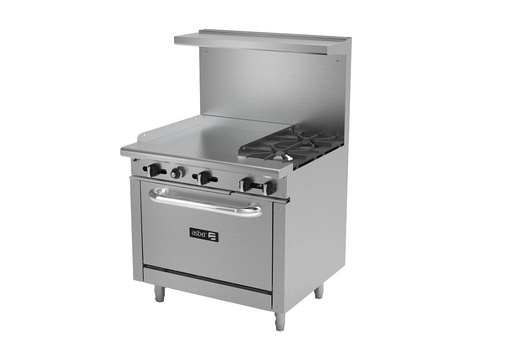 Commercial 2 Burner 24" Griddle Gas Range Std Oven Asber USA AEMR-G24-B2-36H