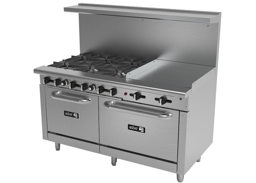 Commercial 6 Burner 24" Griddle Gas Range Two Ovens Asber USA AEMR-2-G24-B6-60