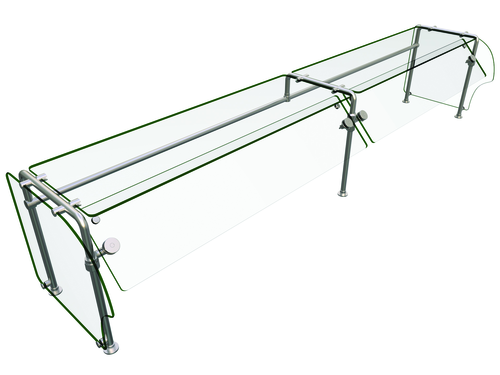 Hatco ES90-108 Flav-R-Shield Self-Service Food Shield 108W x 24D x 22H Heat Tempered Glass for Buffets