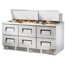 True TFP-72-30M-D-6 Sandwich Salad Unit Three Section Refrigeration