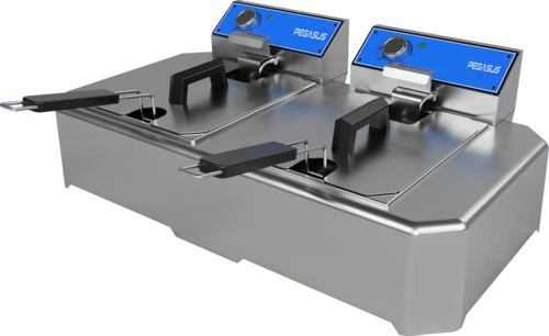 Pegasus FRC-20E Electric Countertop Fryer with Full Pot Capacity and Adjustable Temperature Control