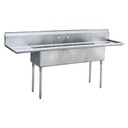 Atosa USA MRSA-3-D Three Compartment Sink with Drainboards and Stainless Steel Construction