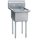 Atosa USA MRSA-1-N One Compartment Commercial Sink with Stainless Steel Construction and Adjustable Feet