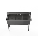 Atosa USA SS1824F31D18 Stainless Steel Three Compartment Sink with Drainboards and Adjustable Feet