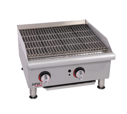 APW Wyott GCB-48S Gas Charbroiler Countertop with Heavy-Duty Cooking Grates and Adjustable Heat Controls