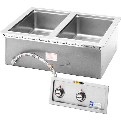 APW Wyott HFW-2S Electric Drop-In Hot Food Well Unit with Dual Temperature Control and Stainless Steel Construction