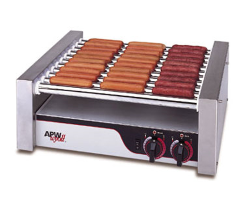 APW Wyott HR-20 Electric Hot Dog Grill with Non-Stick Cooking Surface and Adjustable Temperature Control