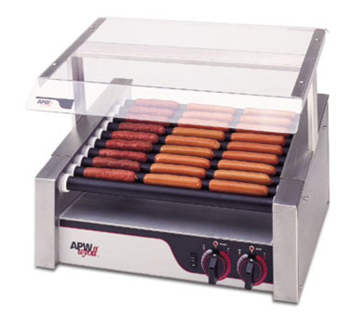 APW Wyott HRS-20 Commercial Hot Dog Grill with Adjustable Temperature Control and Stainless Steel Construction