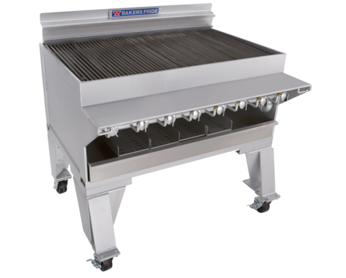 Bakers Pride CH-8 Gas Charbroiler Floor Model with Heavy-Duty Cooking Grates and Adjustable Heat Control