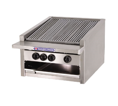 Bakers Pride L-24RS-C Gas Countertop Charbroiler with Radiant Broiling System and Adjustable Heat Controls