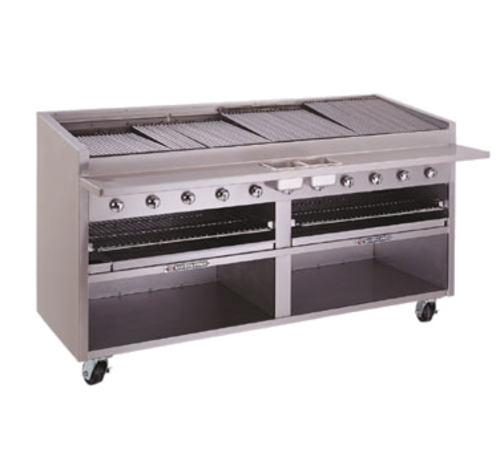 Bakers Pride F-72RS-R 72-Inch Gas Charbroiler Floor Model with Radiant Heat and Heavy-Duty Construction